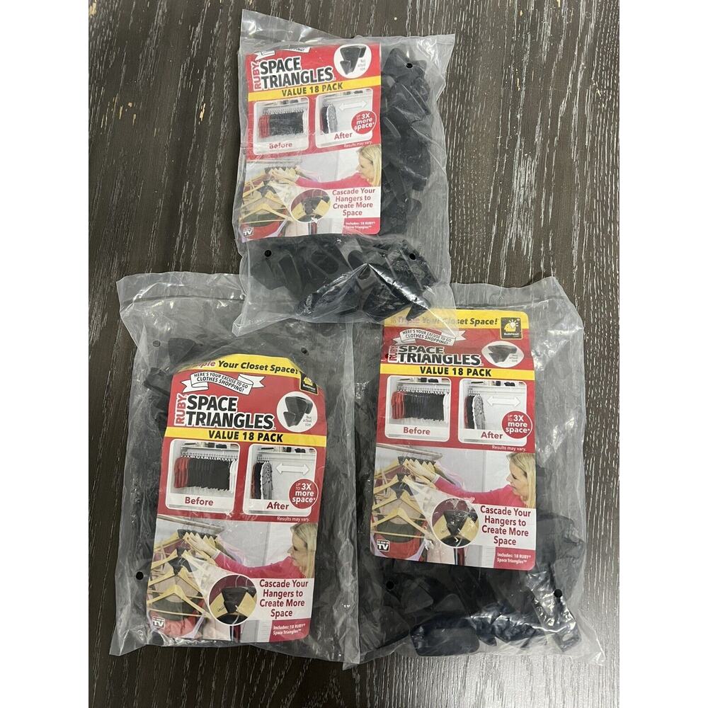 RUBY Space Triangles AS-SEEN-ON-TV Creates Up to 3X More Closet Space 3 Packs